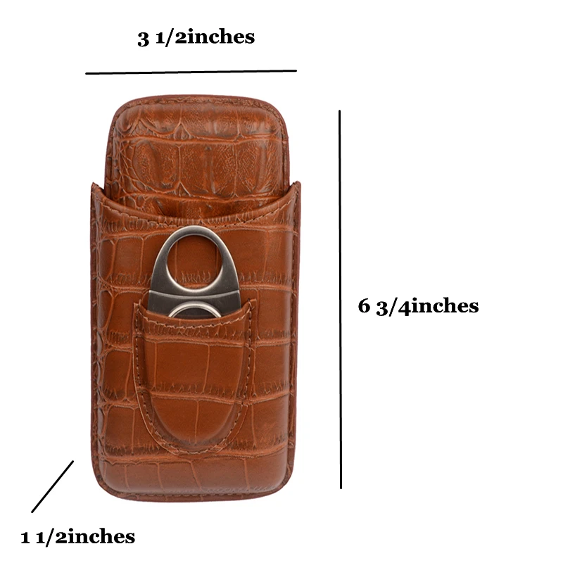 

Leather Cigar Case 54R Cigar Holder Brown Travel Humdor W Stainless Steel Cutter 3 Tubes Cigar Accessory Box C Logo Cigar Tool