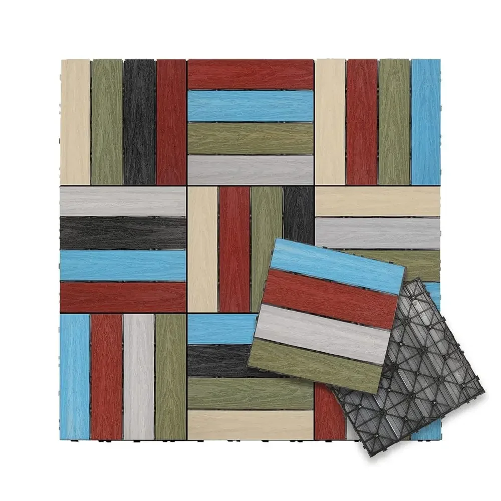 Rainbow Outdoor Composite Deck Tiles, 10 sq. ft. per Box, 1 Tile x 1 Tile