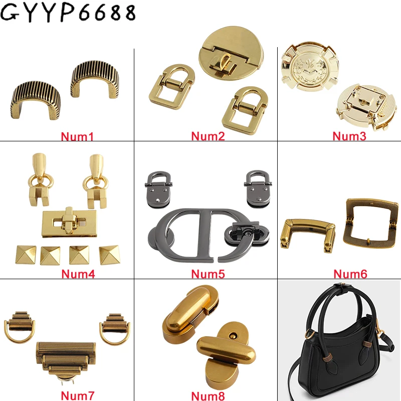 5-10Sets Metal Twist Turn Locks For Leather Handbags Purse Bags Snap Clasps Closure Buckles DIY Handmade Hardware Accessories