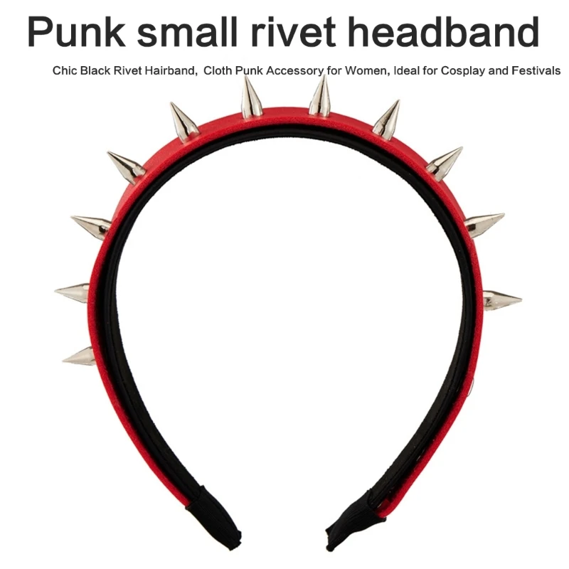 Adjustable Hairband for Girl Punk Studded Headband Adding to Every Look