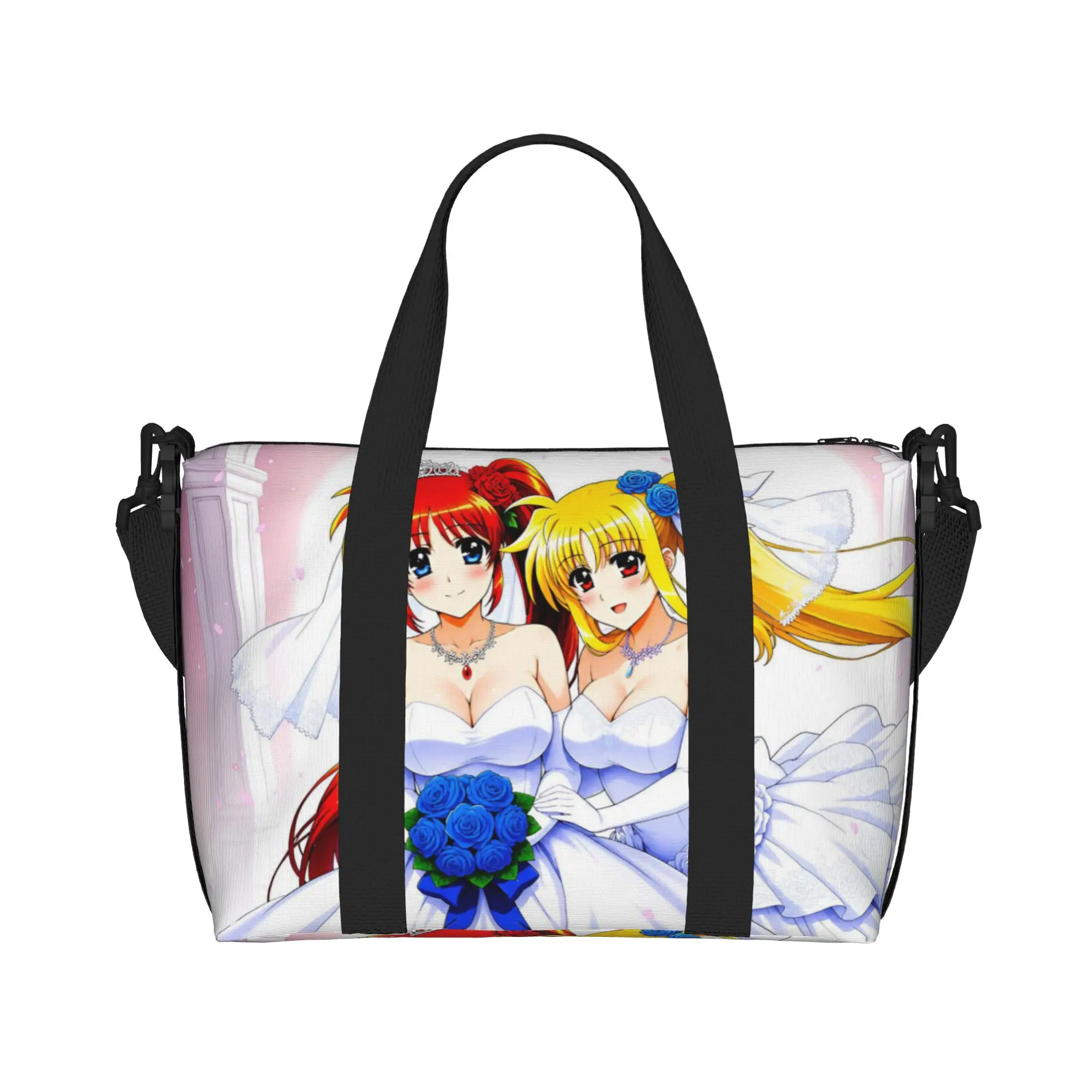Custom M-Magical G-Girl L-Lyrical N-Nanoha Tote Bag Women Large Capacity Anime Beach Gym Shoulder Travel Bag