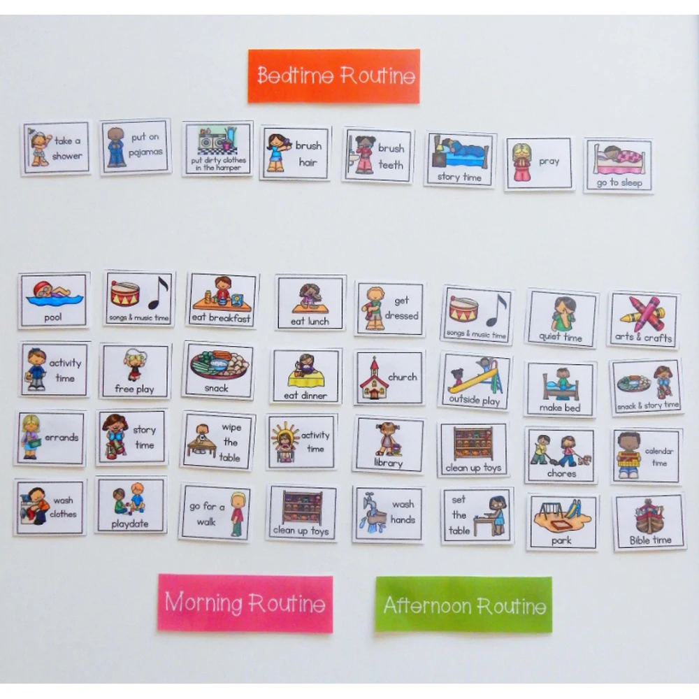 170+ Visual Schedule/Routine/Chore Chart for Kids Phonics Early Education Learning Toys English Cards Classroom Layout