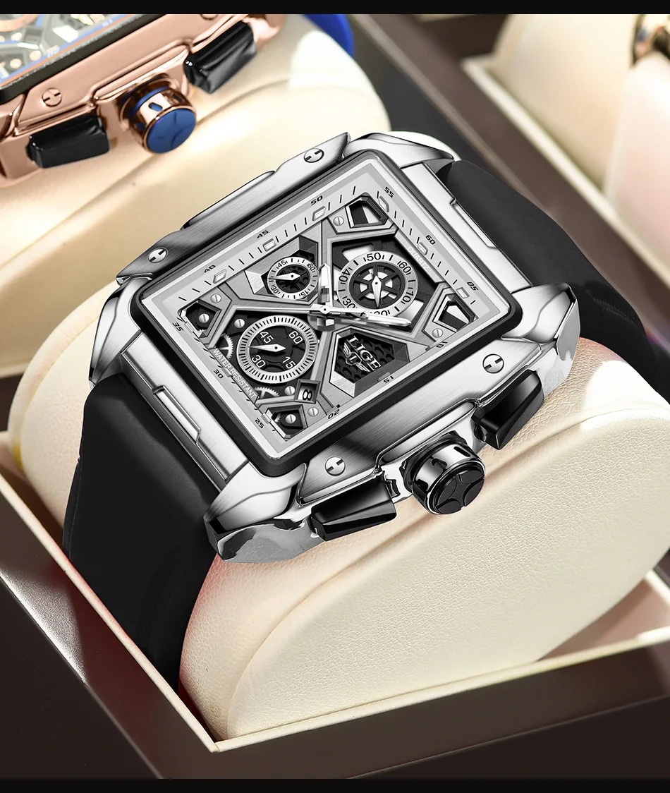 2025 New Square Fashion Watch Trendy Men's Quartz Watch Small Three-Hand Watch Luxury Brand Clock Waterproof Watch