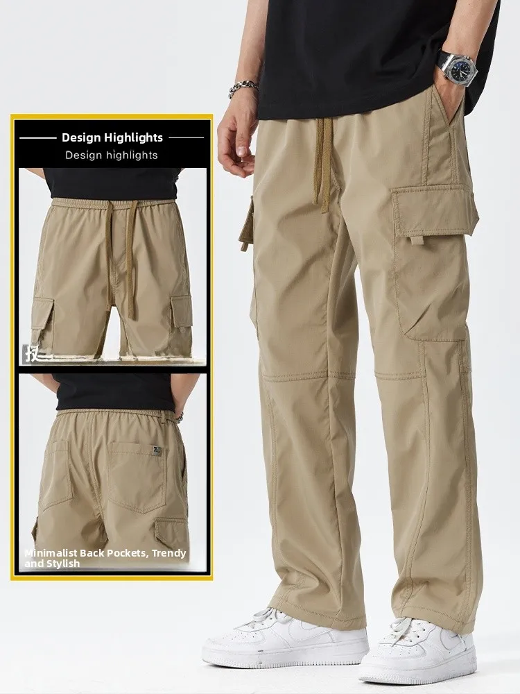 

Qui Dry Casual Pants Men's Autumn New Sle American Retro Loose Straight Leg Workwear Trousers Youth Faion Brand