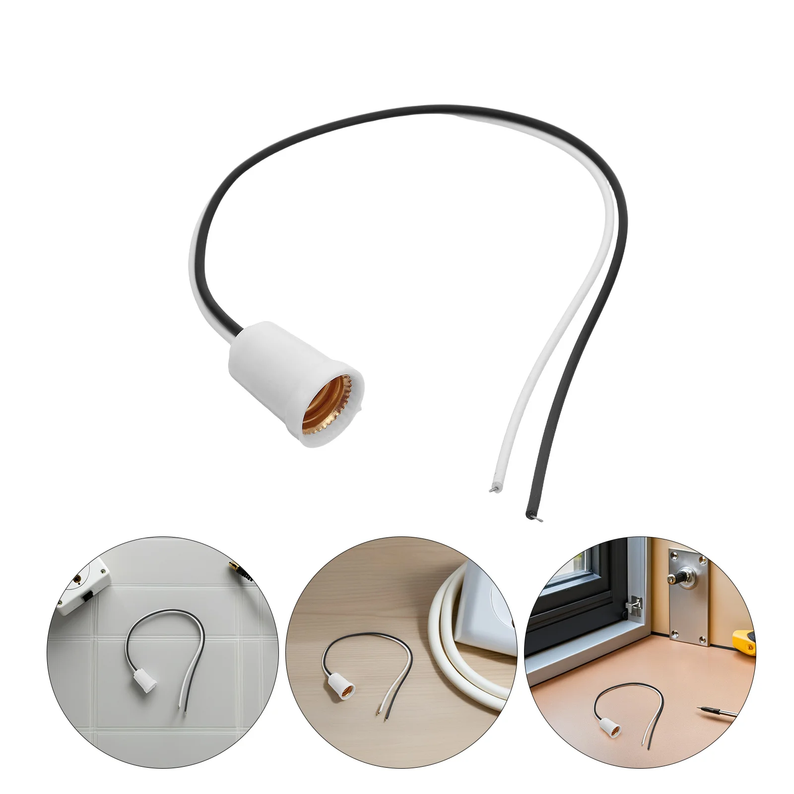

5pcs E12 Screw Bulb Holder With Cord White Lamp Socket Base For Pendant Lights Vintage Light Bulb Holder Socket - Lamp Fitting