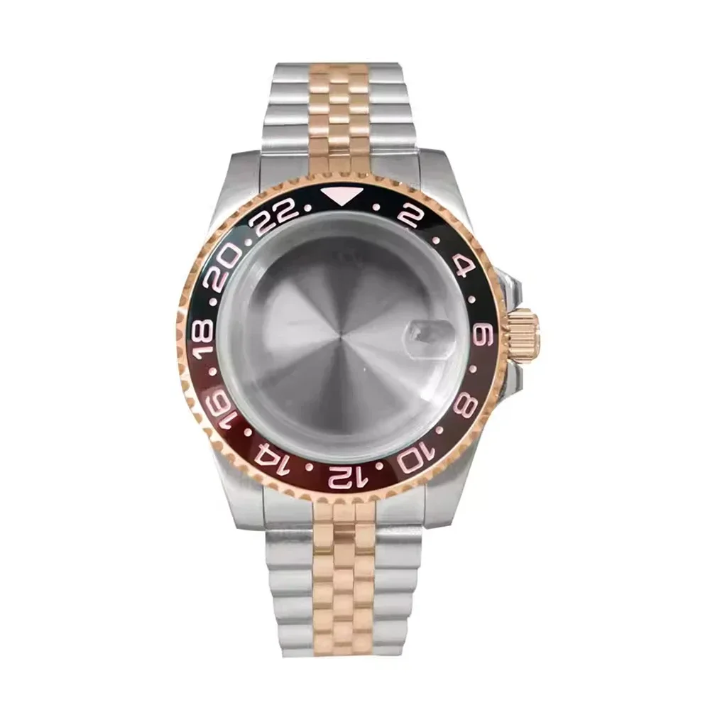 時計ケースセット,防水拡大鏡,サファイアガラス,ピンクゴールド,ステンレススチール,pvd,nh35,nh36ムーブメント,40mm