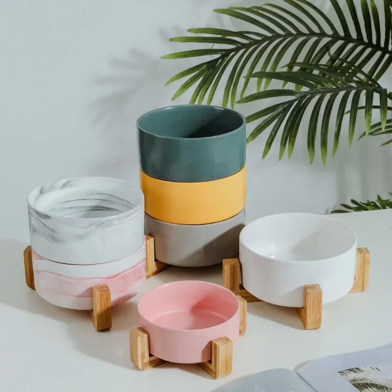 B2 Self-Assembly Ceramic Double Cat Bowl Dog Bowl 400ML Pet Feeding Water Bowl Cat Puppy Feeder Product SuppliesFood Water Bowls