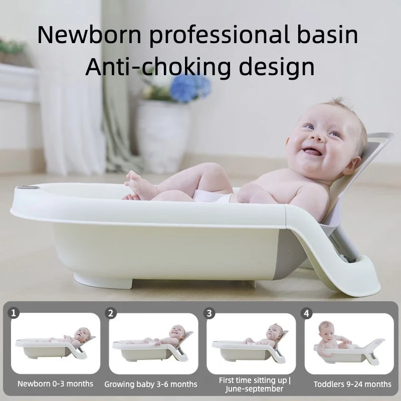 4-in-1 Newborn Bathtub: Adjustable & Foldable Reclining Seat with Secure Non-Slip Support Suitable Use During Stages of Growth