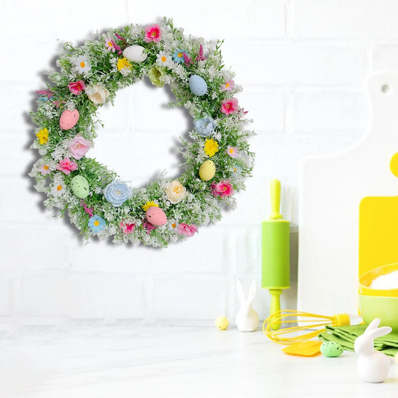 بيضة عيد الفصح زهرة إكليل زهرة اصطناعية إكليل الزخرفية إكليل الربيع باب إكليل للمنزل خارج الاحتفال زخرفة #2