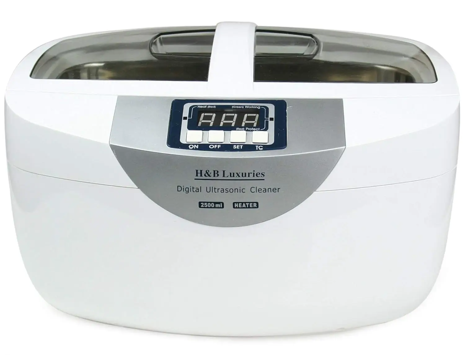 

Industrial Grade Ultrasonic Cleaner 160 Watts 2.5 Liters with Heater for Gun Parts Carb Jewelry Dental