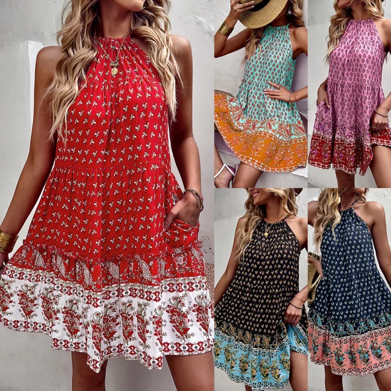 DY-European Station Designer Women's Printed Wear Summer Bohemian Casual Vacation Beach Style Independent Station Skirt