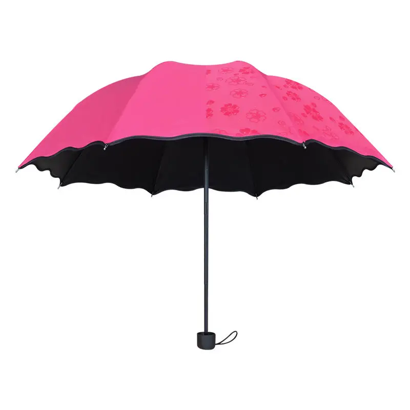 Magic Flowers Folding Umbrella Sunny Rainy Wind Resistant Sun Reverse Umbrellas water sensor pattern Outdoor Anti-UV Tools