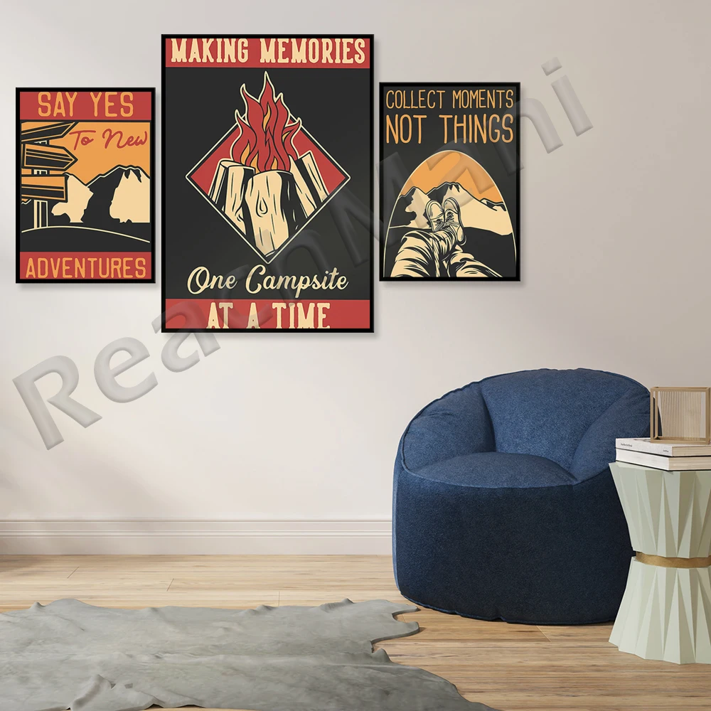 Go Camping Art Print | Wild Camping | Outdoor Adventure | Vintage Travel Poster | Wall Art Print Gift | Camp Painting | Tent