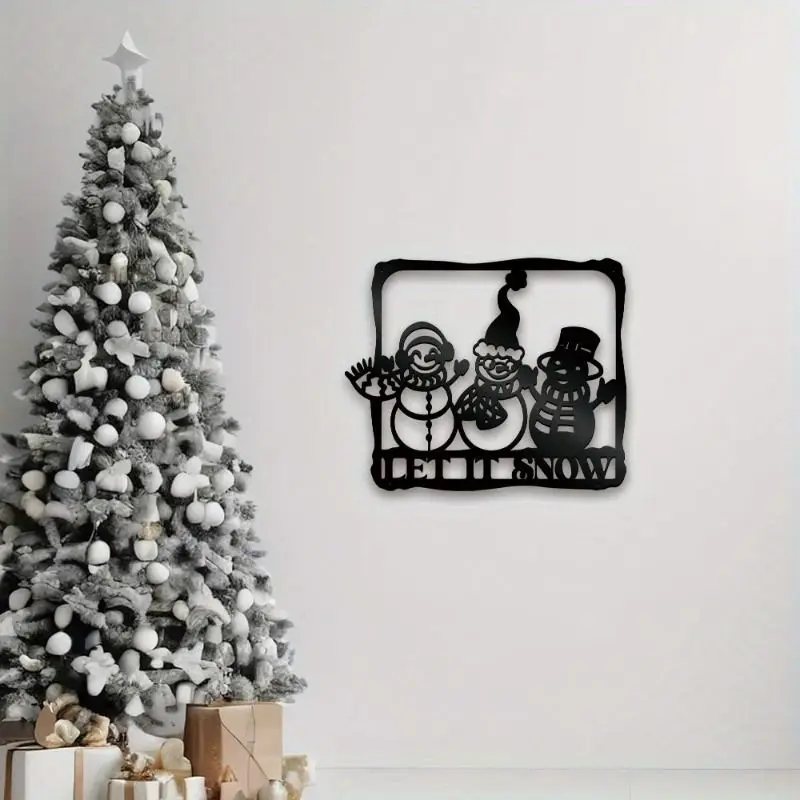 CIFbuy Rustic Metal Wall Art Snowman Wrought Iron Hanging Plaque Vintage Home Decor Garden Ornament Winter Seasonal Decoration G