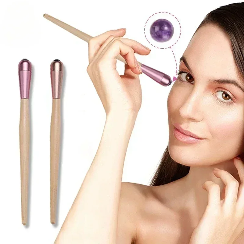 1 PC หยกธรรมชาตินวด Roller บรรเทาความหมองคล้ําใต้ตา Face นวด Ball ผู้หญิง Skin Care Beauty TOOL ครีม Applicator