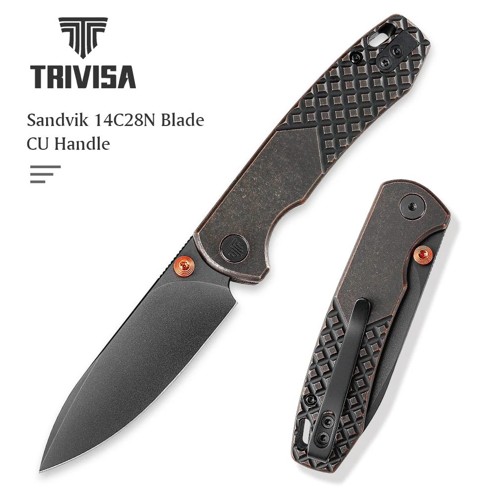 

TRIVISA Pocket Knife, Dragonfly-Cu, 14C28N Blade Folding Knife, Camping Hunting Knives for Outdoor, Knife for Men