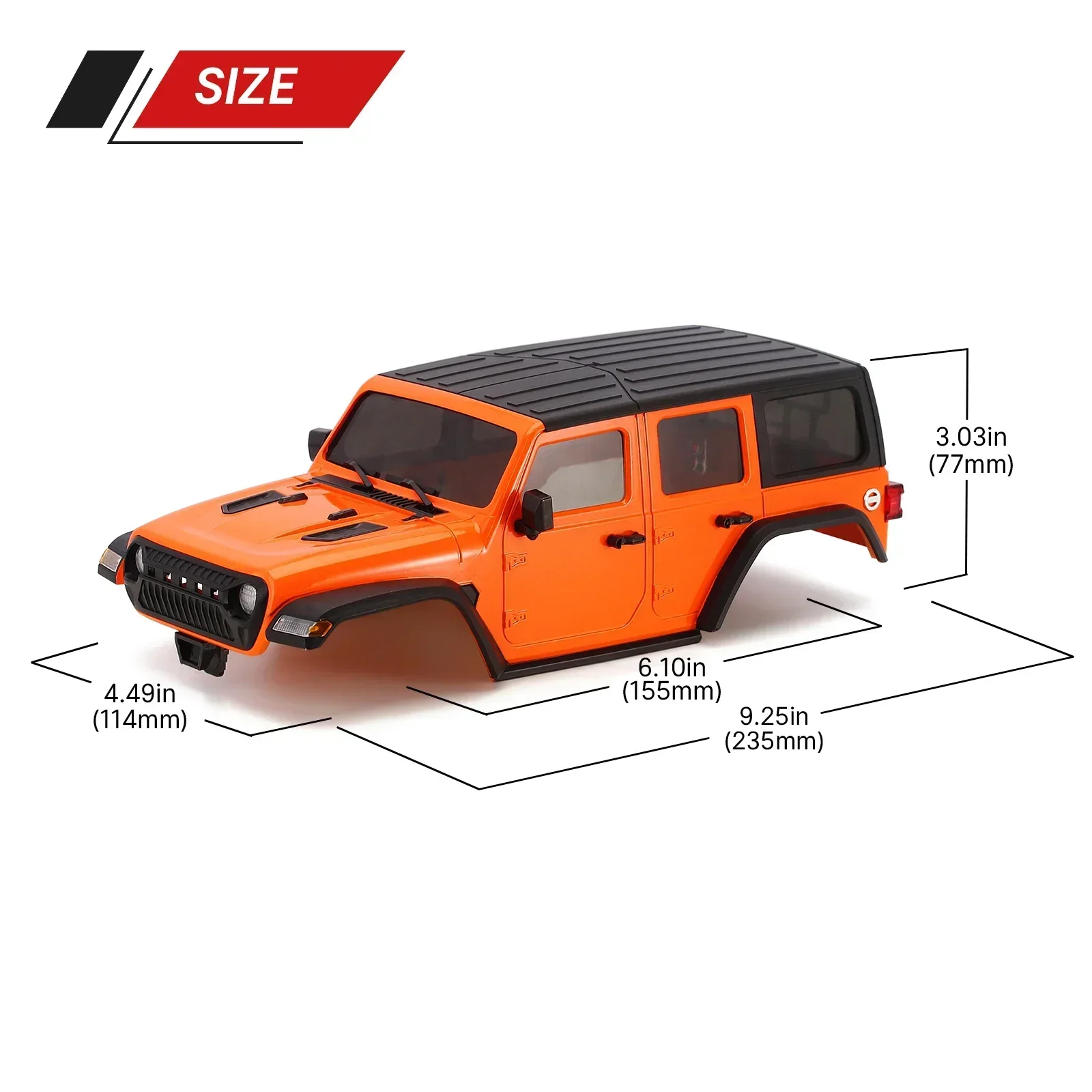 INJORA 6.10in Wheelbase ABS Hardtop Body Kit with Front Rear Bumpers for 1/18 RC Crawler TRX4M Bronco Defender Chassis  (4M-66)