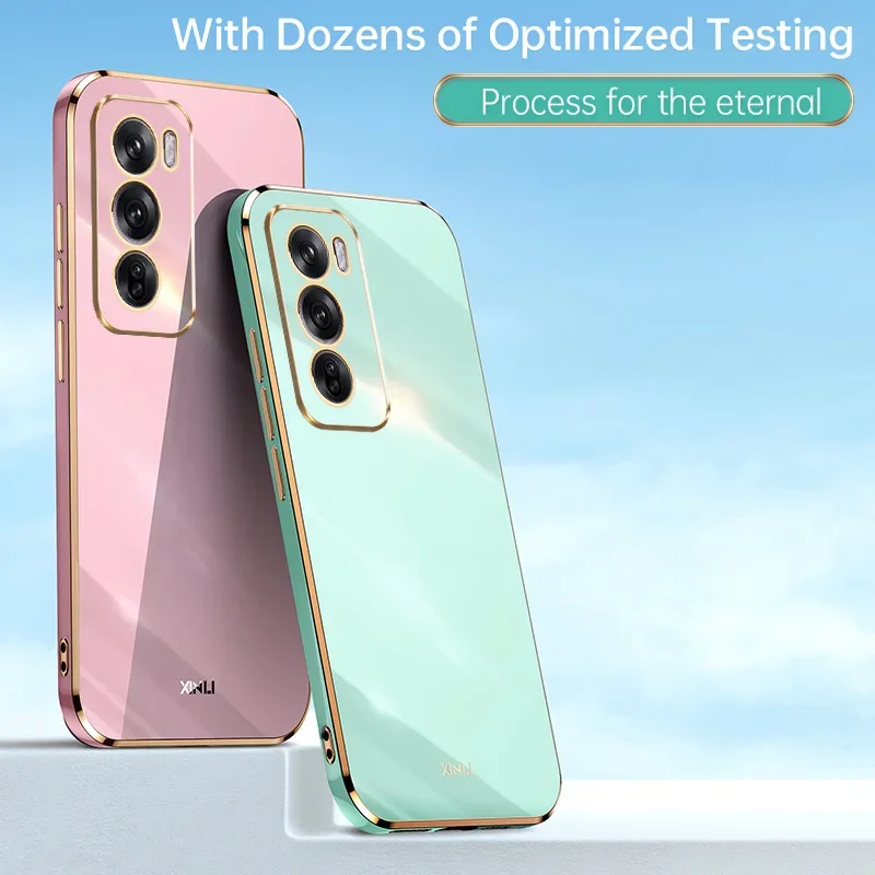 For OPPO Reno12 Pro 5G Luxury Square Plating Phone Case For orro appo ops Reno 12Pro ShockProof Soft Silicone Back Cover Fundas