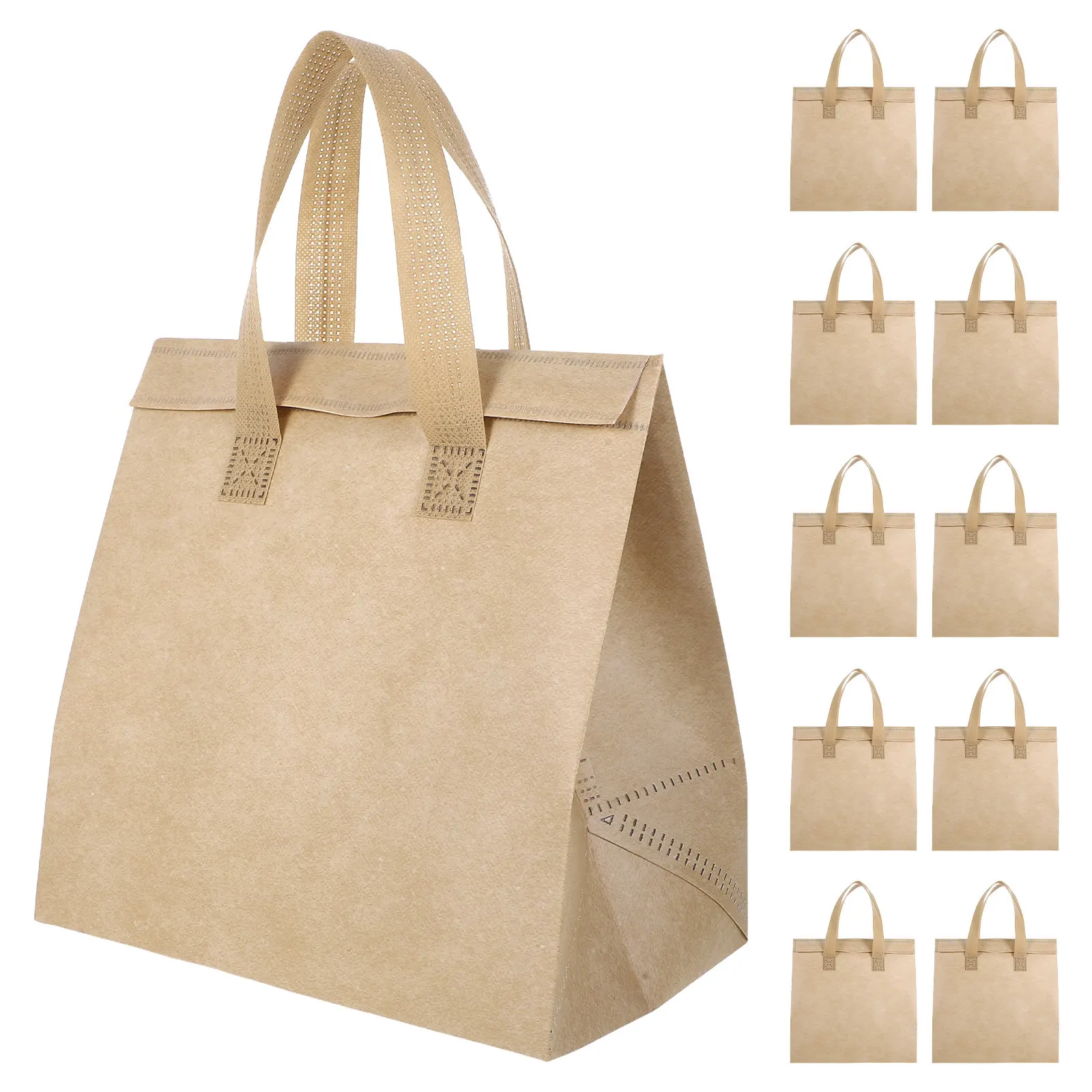 12Pcs Insulated Take-Out Bag Aluminum Foil Thermal Take-Away Lunch Delivery Food Cooler Grocery Bag Hot Cold Food view 4