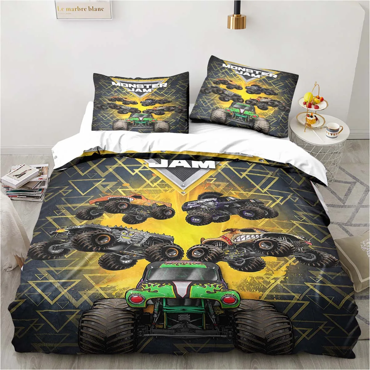 Imagem -03 - Monster Truck Cartoon Bedding Grupo Consolador Gêmeo Cama Duvet Cover Double King Cover Home Textile Presente Pcs