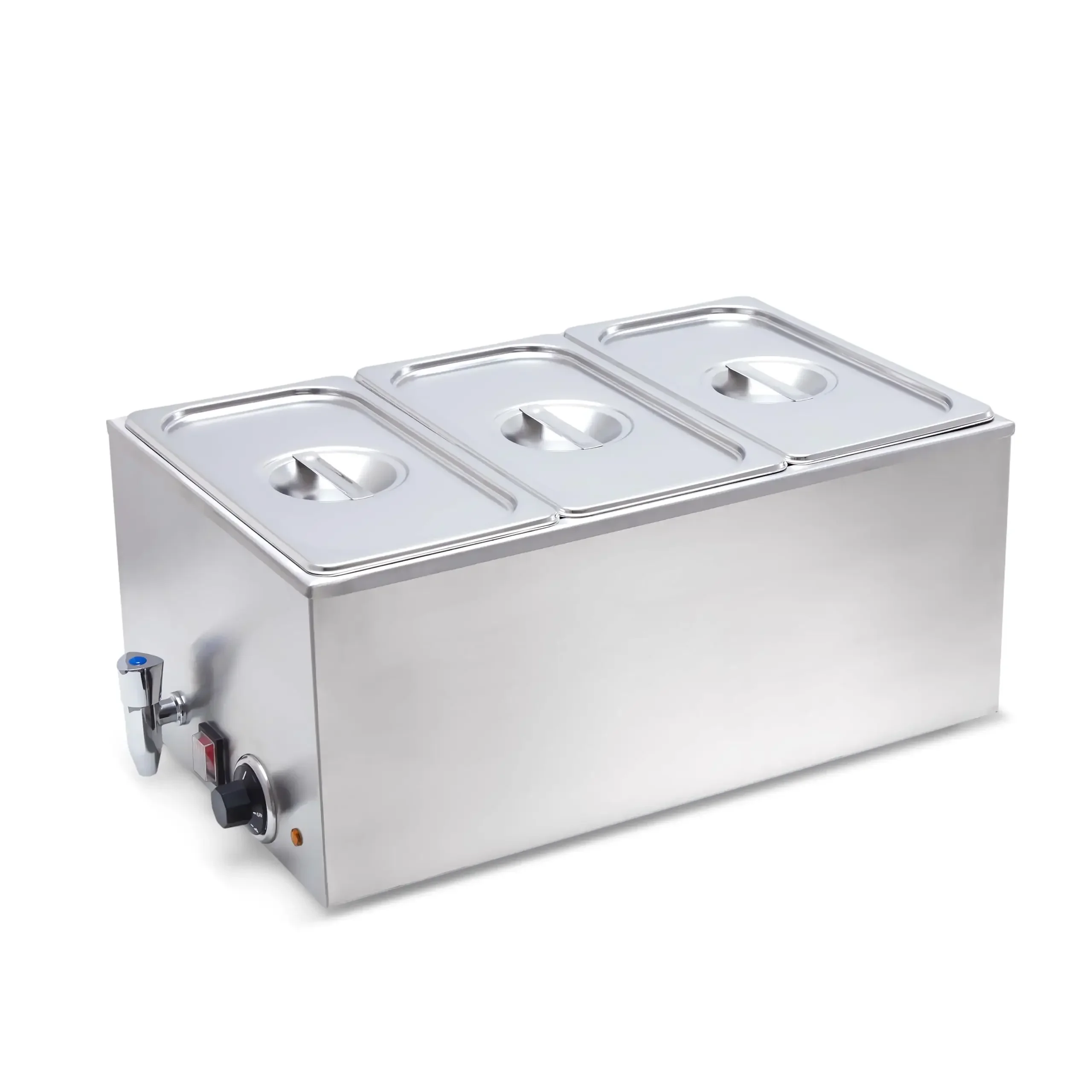 SYBO ZCK165BT-3 Commercial Grade Stainless Steel Bain Marie Buffet Food Warmer Steam Table for Catering and Restaurants, (3 Sect