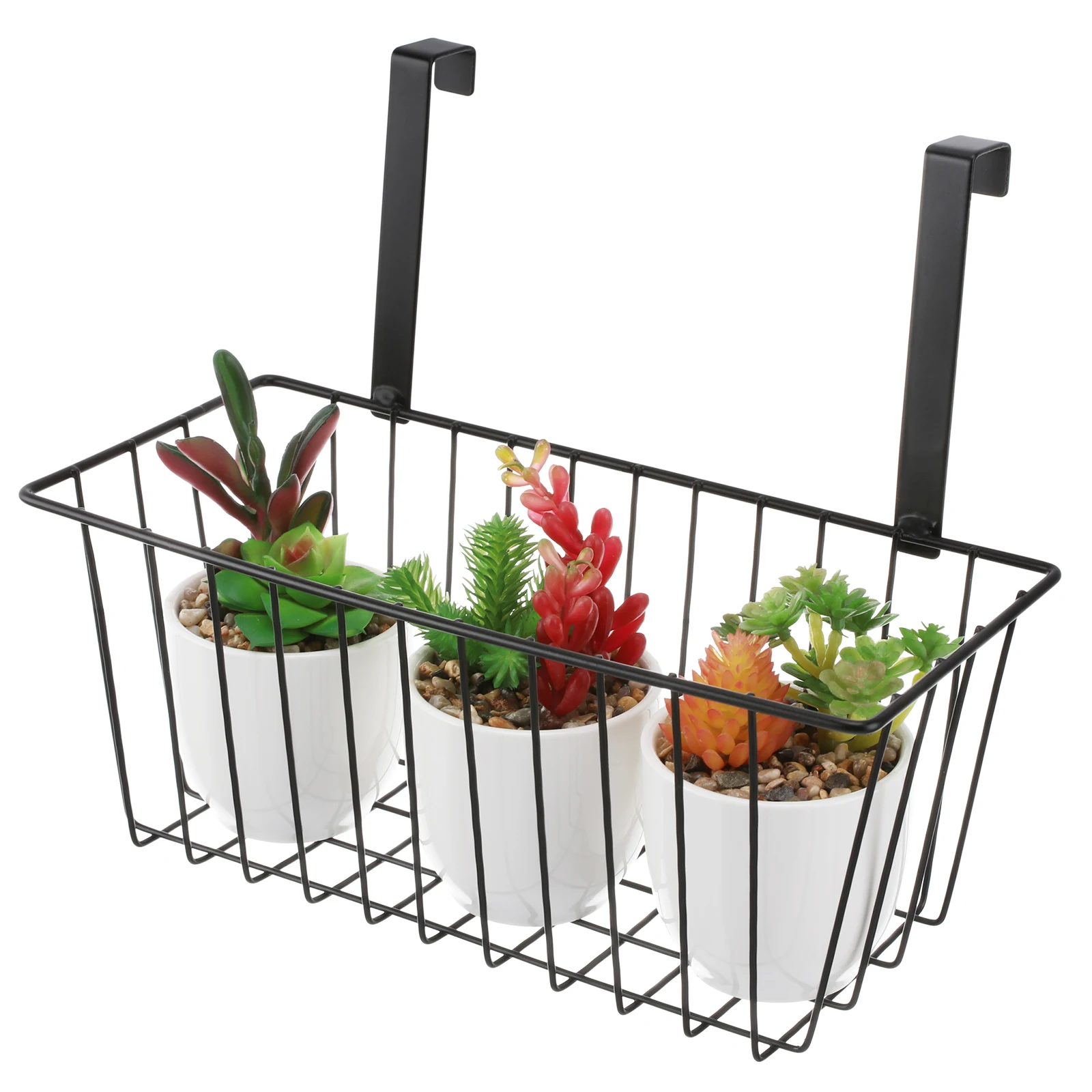 

Hanging Storage Basket Iron Black Balcony Garden Flower Pot Holder Rack Wrought Student Quality Durable Easy