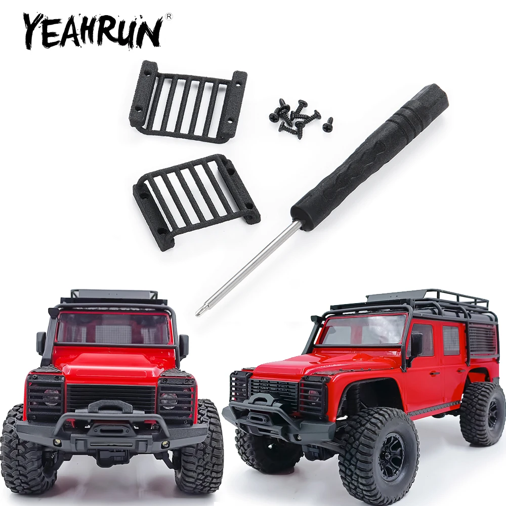 YEAHRUN シミュレーションスキッドプレート保護ネットフェンダー牽引シャックルライト TRX-4M ディフェンダー 1/18 RC カーアップグレード装飾パーツ用