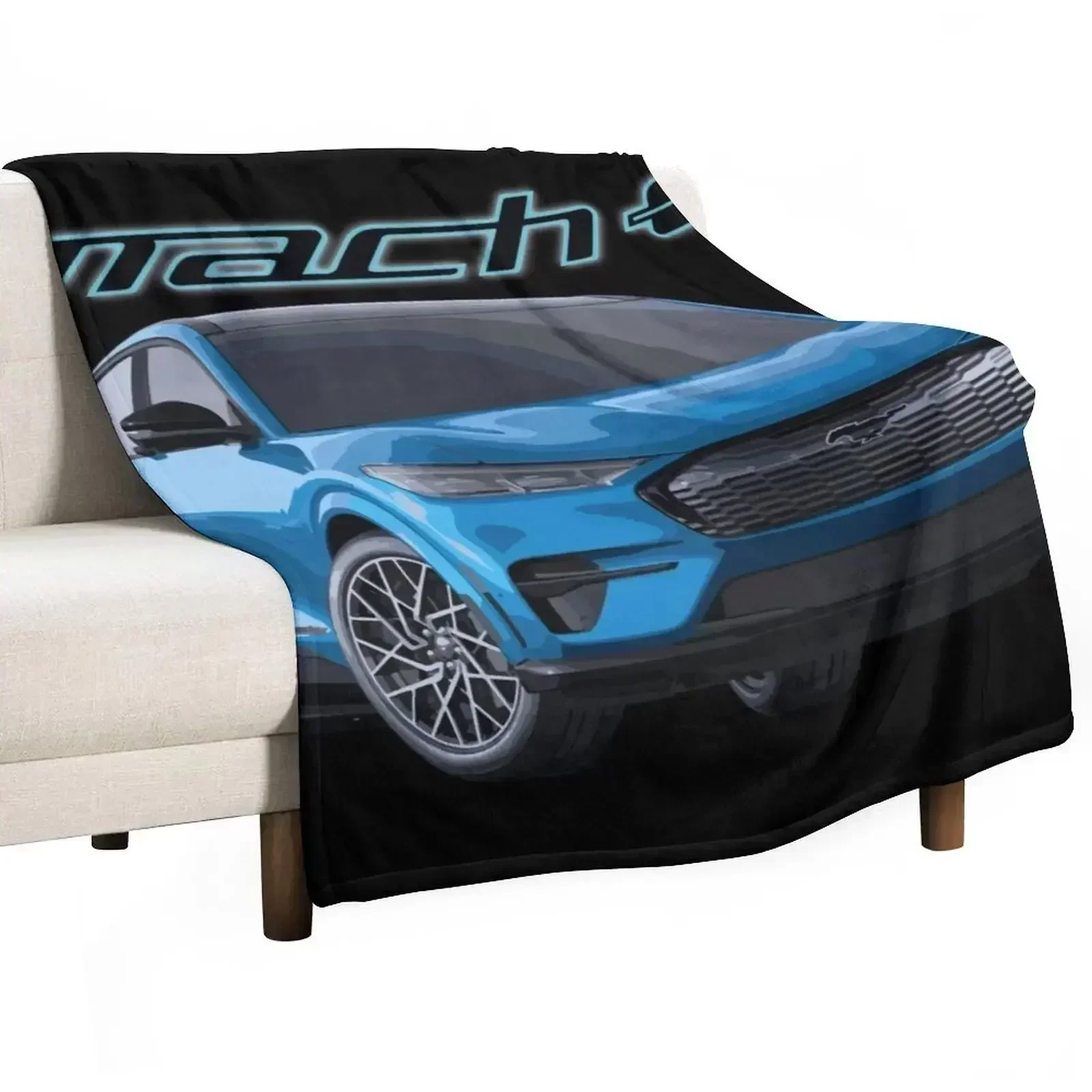 MUSTANG MACH-E GT Grabber Blue Electric Throw Blanket Giant Sofa Flannels Weighted Blankets