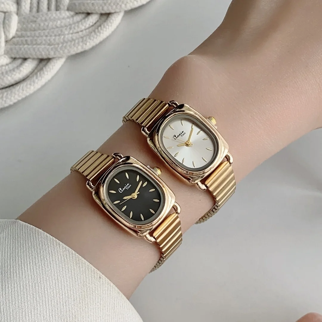 Newest Women's Wristwatch Gold Bracelets Adjustable Stainless Steel Band Oval Ladies Watches Quartz Female Clock Reloj Mujer