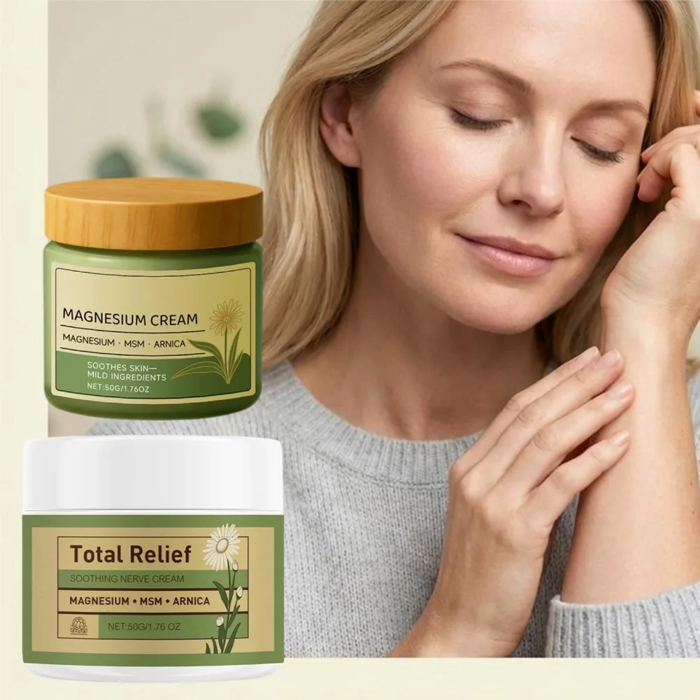 Premium Magnesium Cream for Nerves Relief Long-Lasting Moisturizing Prevent Drying Refreshing Soothing Skin Body Massage Cream
