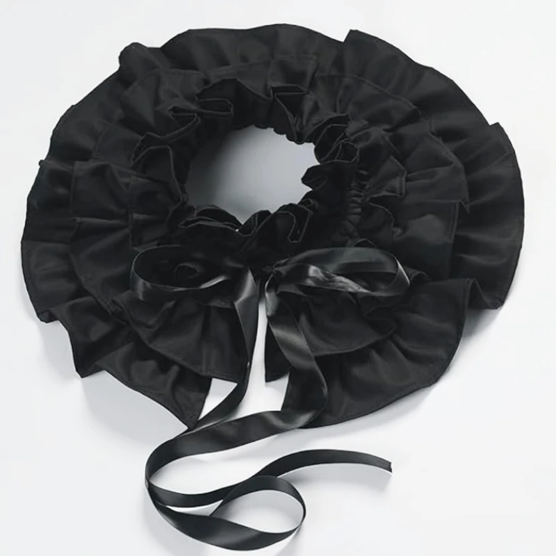 E15F Verstelbare multi -lagen kanten kanten afneembare kraag voor blouses -jurken Vintage mode -accessoire in zwart