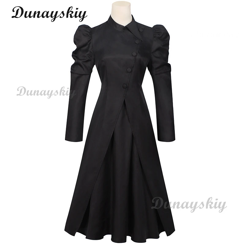 2024 جديد الشريرة تأثيري الساحرات ازياء الساحرة رداء Elphaba الملابس القوطية فيلم حفلة دور فستان أسود رداء قبعة مخصصة