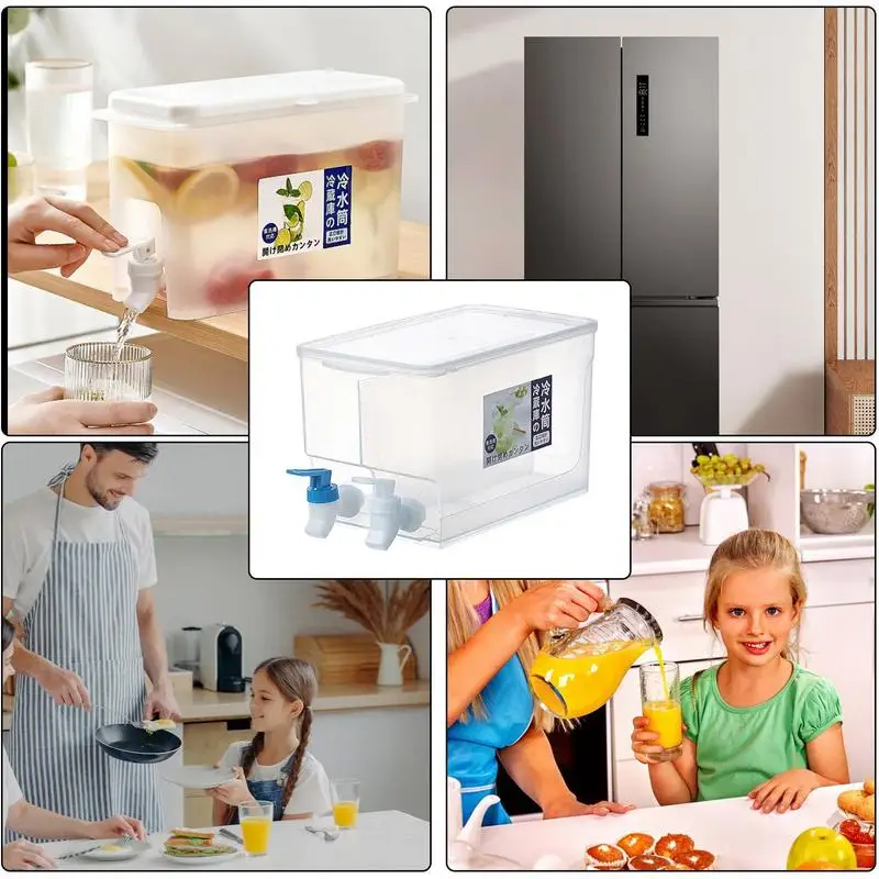 Fontanna o dużej pojemności 5,2 l Dozownik napojów mlecznych Dzbanek odporny na zalanie z kranikiem w lodówce Sok owocowy