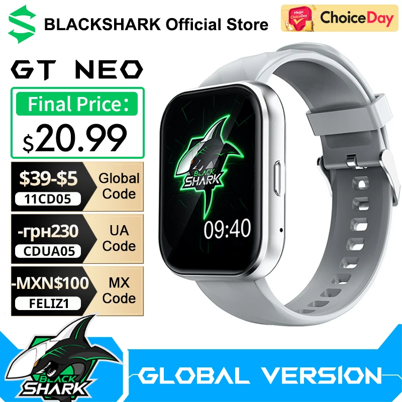 

Глобальная версия Black Shark GT Neo Smartwatch 2,2-дюймовый дисплей Мониторинг здоровья Спорт Фитнес 7-дневный срок службы батареи IP68 Водонепроницаемый