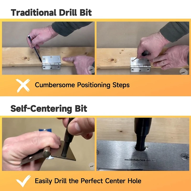 Self Centering Drill Bit Set, For 1/4 In Hex Shank Drill, Countersink Drill Bits For Wood And Hole 3/32In, 7/64In, 1/8In