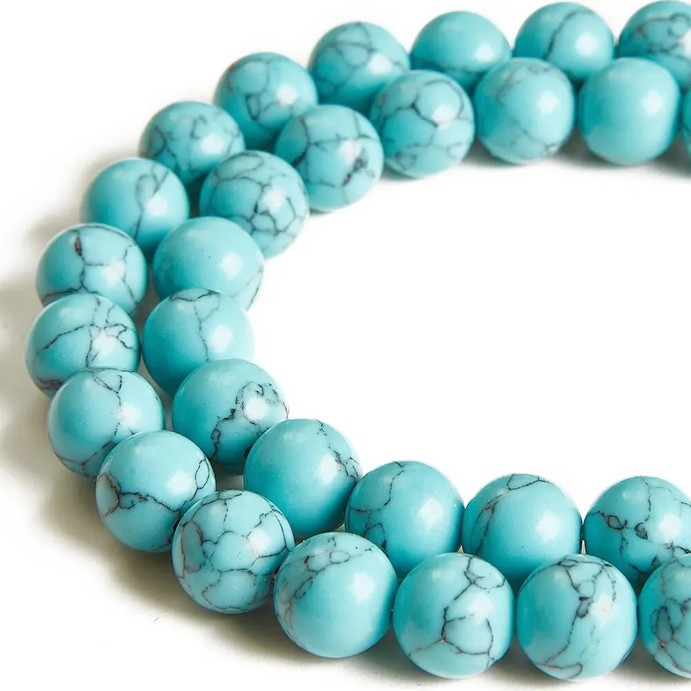 4/6/8/10mm Blue Turquoise Beads AAAAA Natural Gemstone Beads Round Loose Beads for Jewelry Making DIY Charm Bracelet Necklace