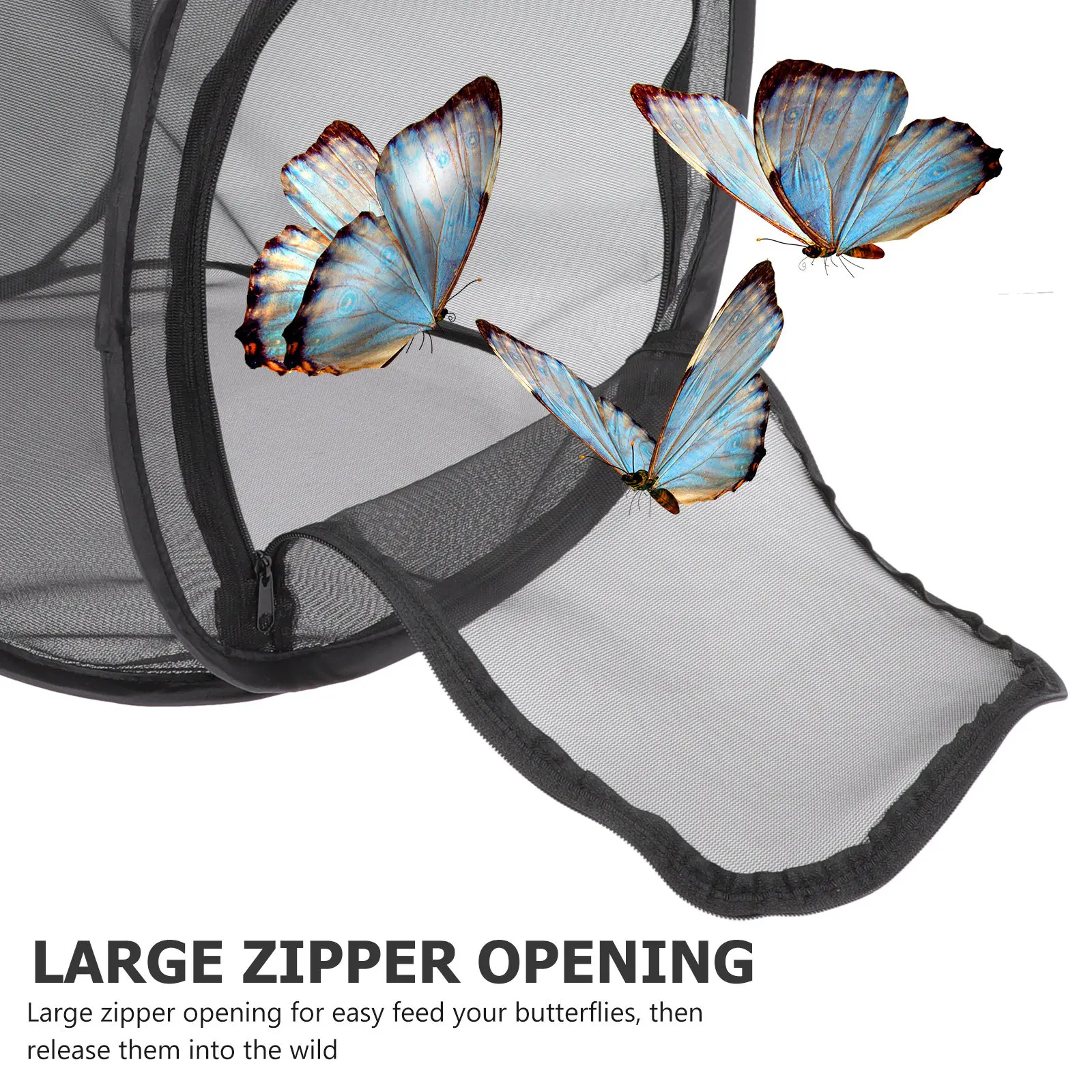 Large Breathable Transparent Insect Observation Cage with Zipper Opening for Butterflies Breeding Outdoor