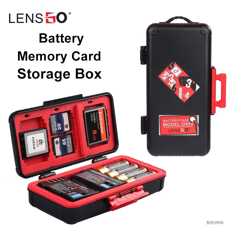 Caja de almacenamiento de batería para cámara, Protector a prueba de golpes, SD CF XQD, soporte organizador de tarjeta de memoria, ENSGO D950