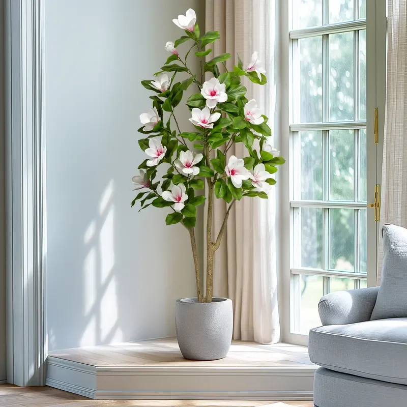 Bonsai Magnolia Flower Tree China Wholesale Home Decoration Artificial Plant Planter Plastic Faux for Birthday Occasions