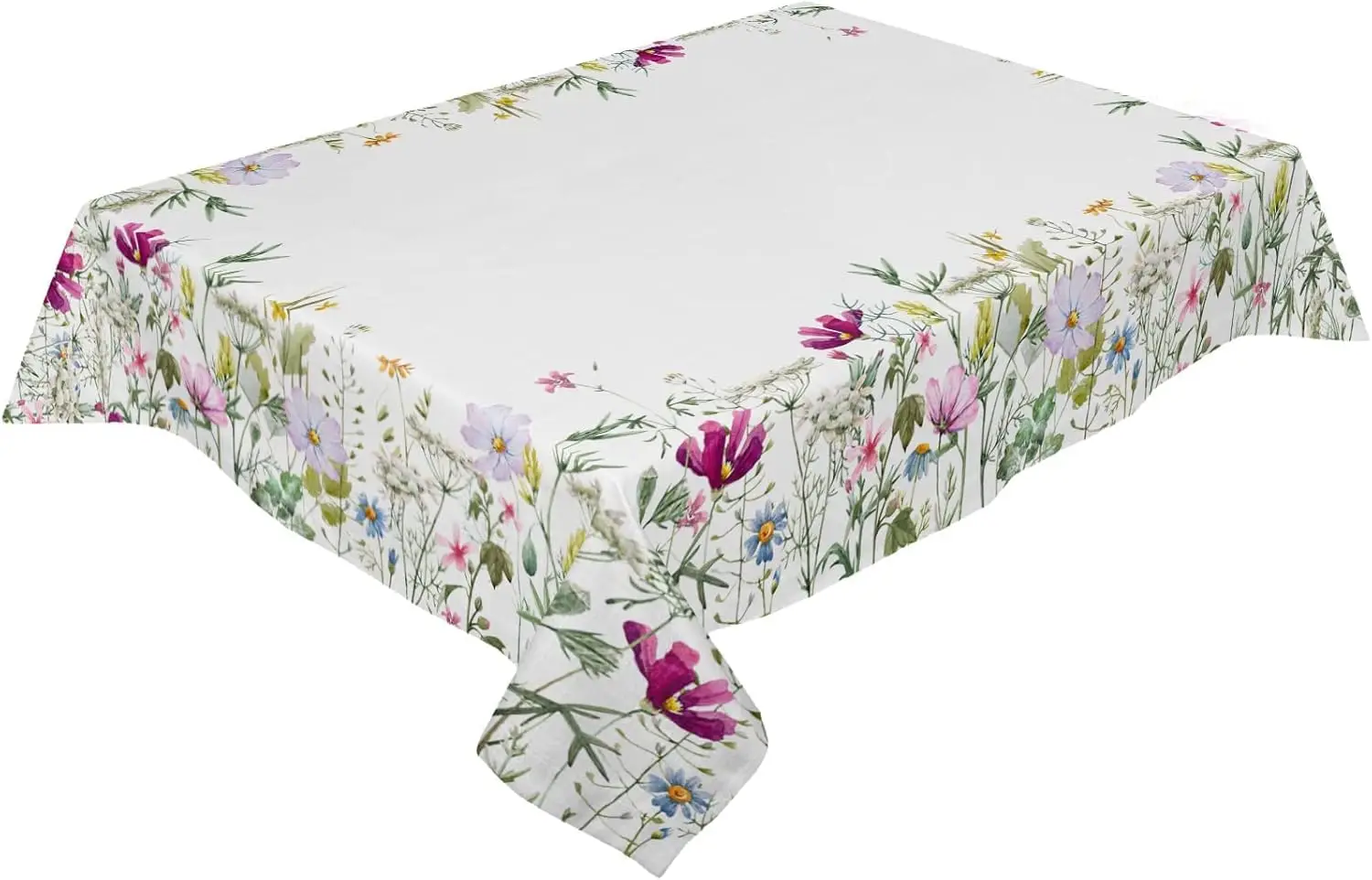Spring Plant Wildflower Flower Rectangle Waterproof Tablecloth Party Decor Reusable Kitchen Dining Tablecloth Wedding Decoration
