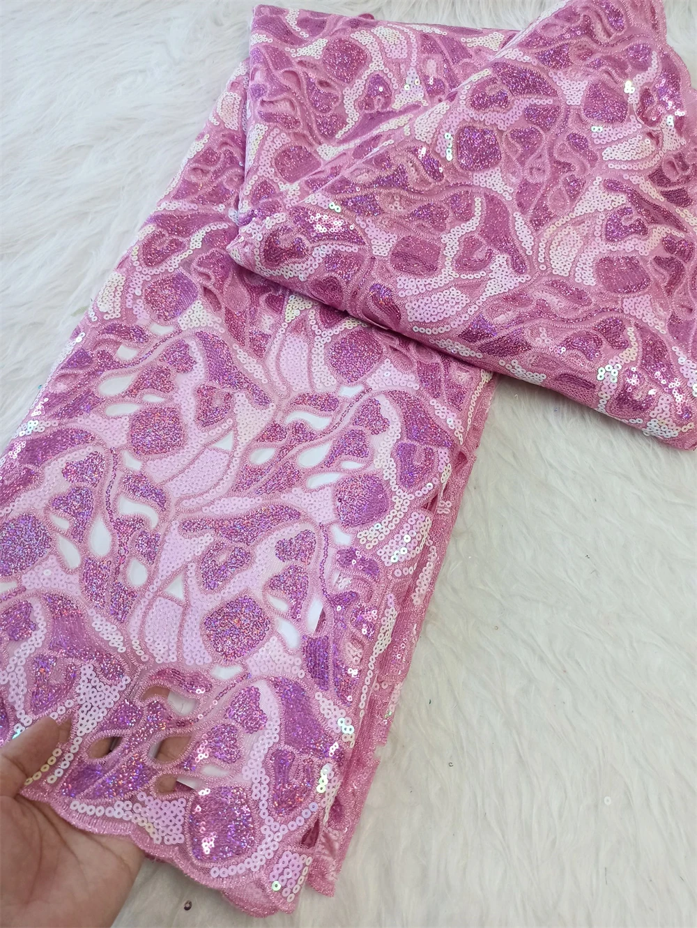 

2025 новейшая африканская нигерийская тюль-кружевная ткань, гипюровая вышивка и блестки, высокое качество для шитья платьев, 5 ярдов, JH0070