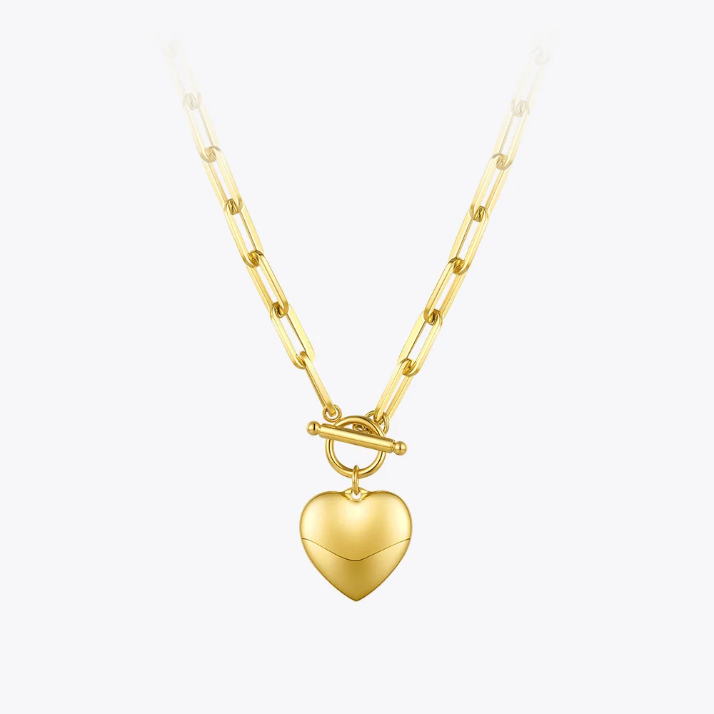 

ENFASHION Heart Pendant Necklaces For Women Gold Color Stainless Steel Choker Necklace Fashion Jewelery Party Wholesale P203148