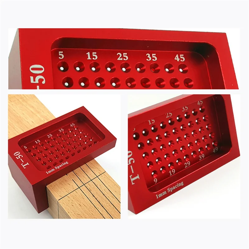 A73P T50 Woodworking Scribing Ruler Hole Ruler Aluminum Alloy T-Shaped Ruler Woodworking Scriber