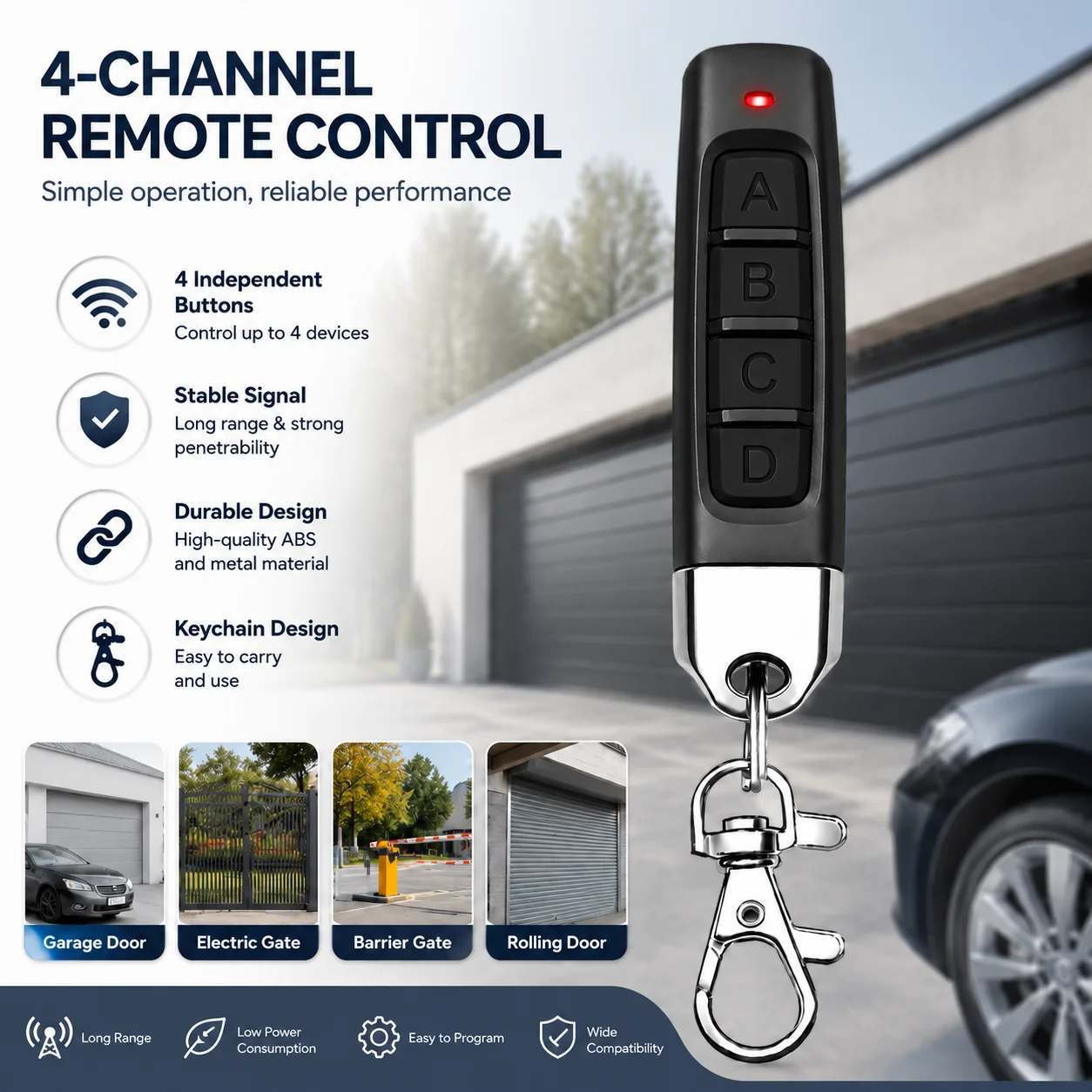 10/5PCS 433MHz Remote Control Duplicator Universal Remote Key Copy Clone Replacement Garage Door Keychain RF 433MHz Transmitter