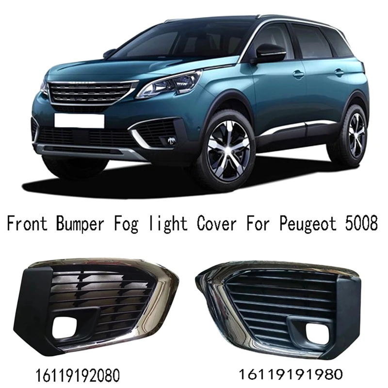 

1 Piece Left Front Bumper Fog Lamp Frame Fog Light Grille Trim Black Plastic Automotive Supplies For Peugeot 5008 16119191980