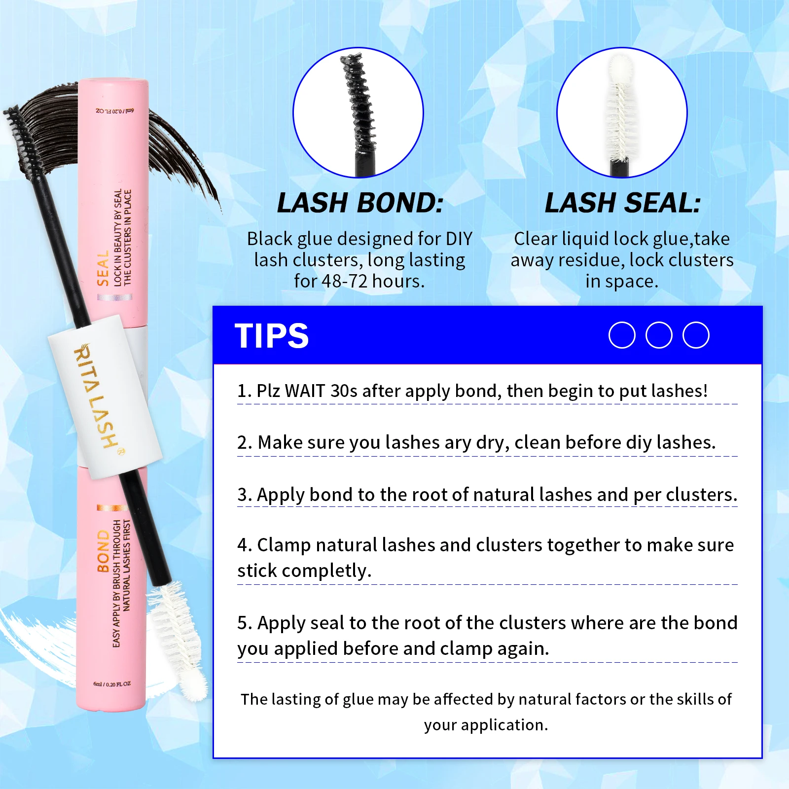 まつげエクステ用Riscar-640パーツ,接着剤とシール付きまつげエクステのセット,ピンセットとブラシ,DIY