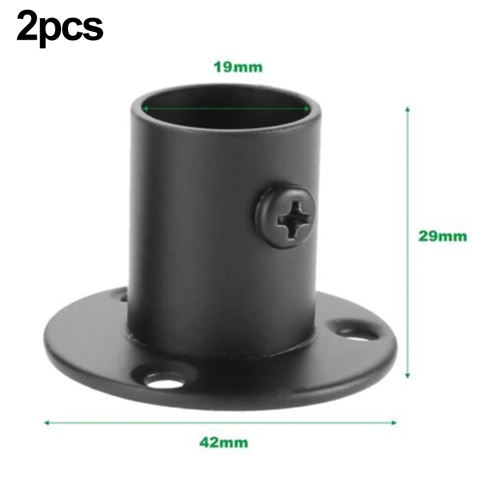 2Pcs Tube Support Closet Bar Stand Wardrobe Hanging Rail Rod Pole Socket End Support Bracket Flange Holder 19-32mm Hardware