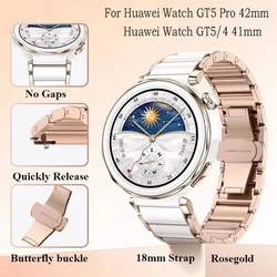 18mm Ceramic Strap for Huawei Watch GT5 Pro 42mmMen's Women's High-end Luxury Replacement Wristbands for Huawei Watch Gt5/4 41mm
