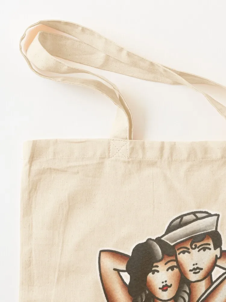 Traditional Sailor Lovers Tattoo Design Tote Bag shopping cart bags canvas tote bag custom tote bag shopper woman
