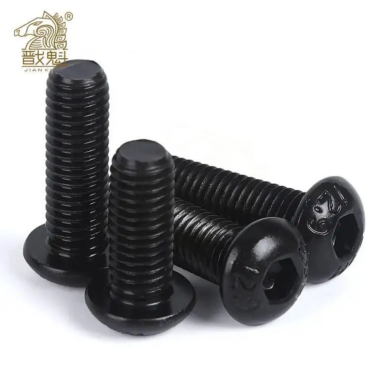 10/50 peças m2 m2.5 m3 m4 m5 m6 304 A2-70 aço inoxidável preto grau 10.9 iso7380 hexágono cabeça de soquete botão parafuso allen